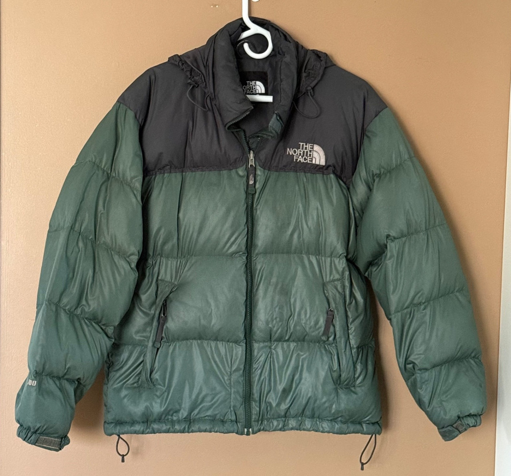 Vtg The North Face 1996 Retro Nuptse 700 Down Mens Puffer Jacket Green Black M